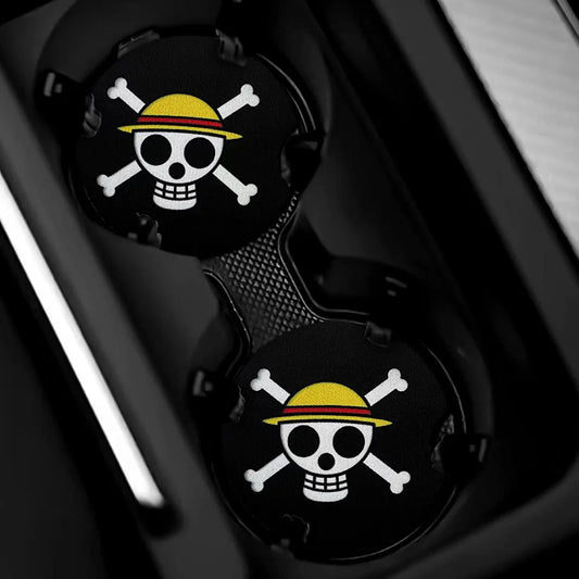 One Piece - Jolly Roger - Car Cup Holder Coaster (Pair)